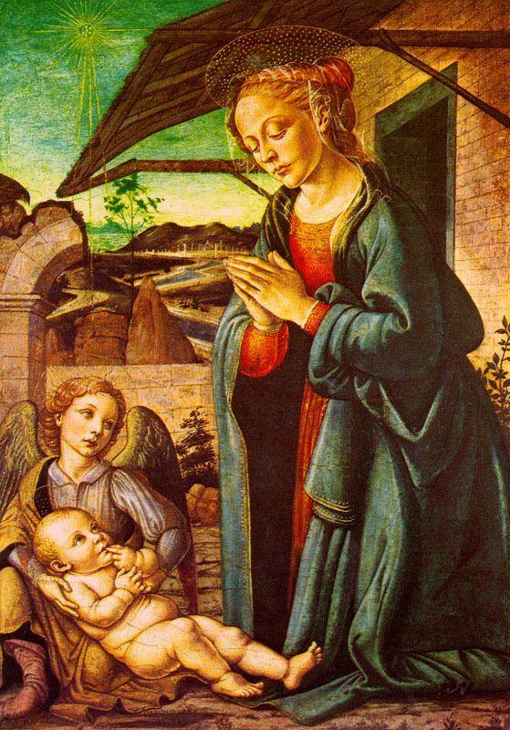 BOTTICINI, Francesco The Madonna Adoring the Child Jesus oil painting picture